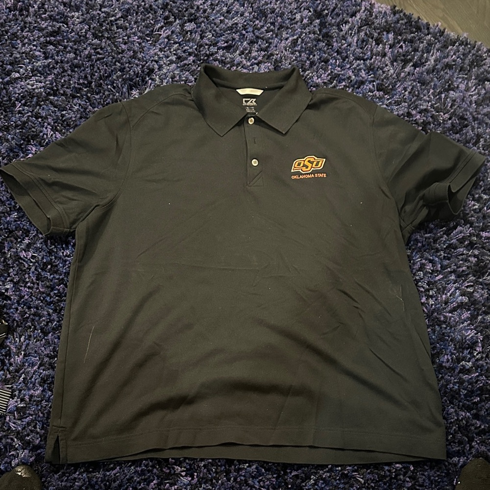 Cutter & Buck Black Polo Shirt with Orange Logo